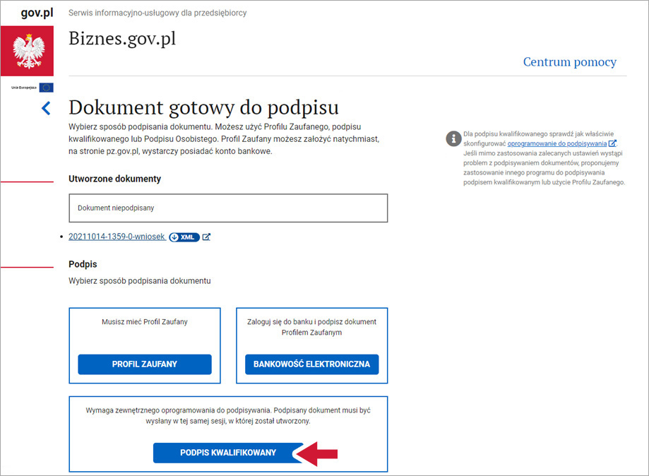 Jak dwie osoby mogą podpisać wniosek składany na Biznes.gov.pl Biznes.gov.pl Serwis